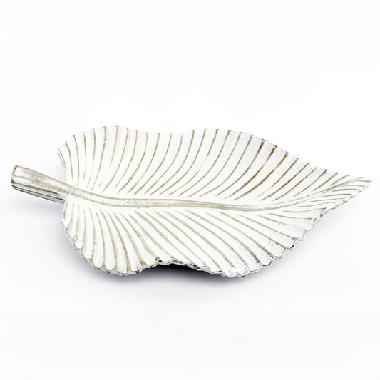 Antique White Leaf Tray