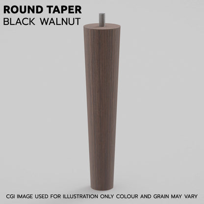 Black Walnut Hardwood Round Taper Conical Furniture Legs