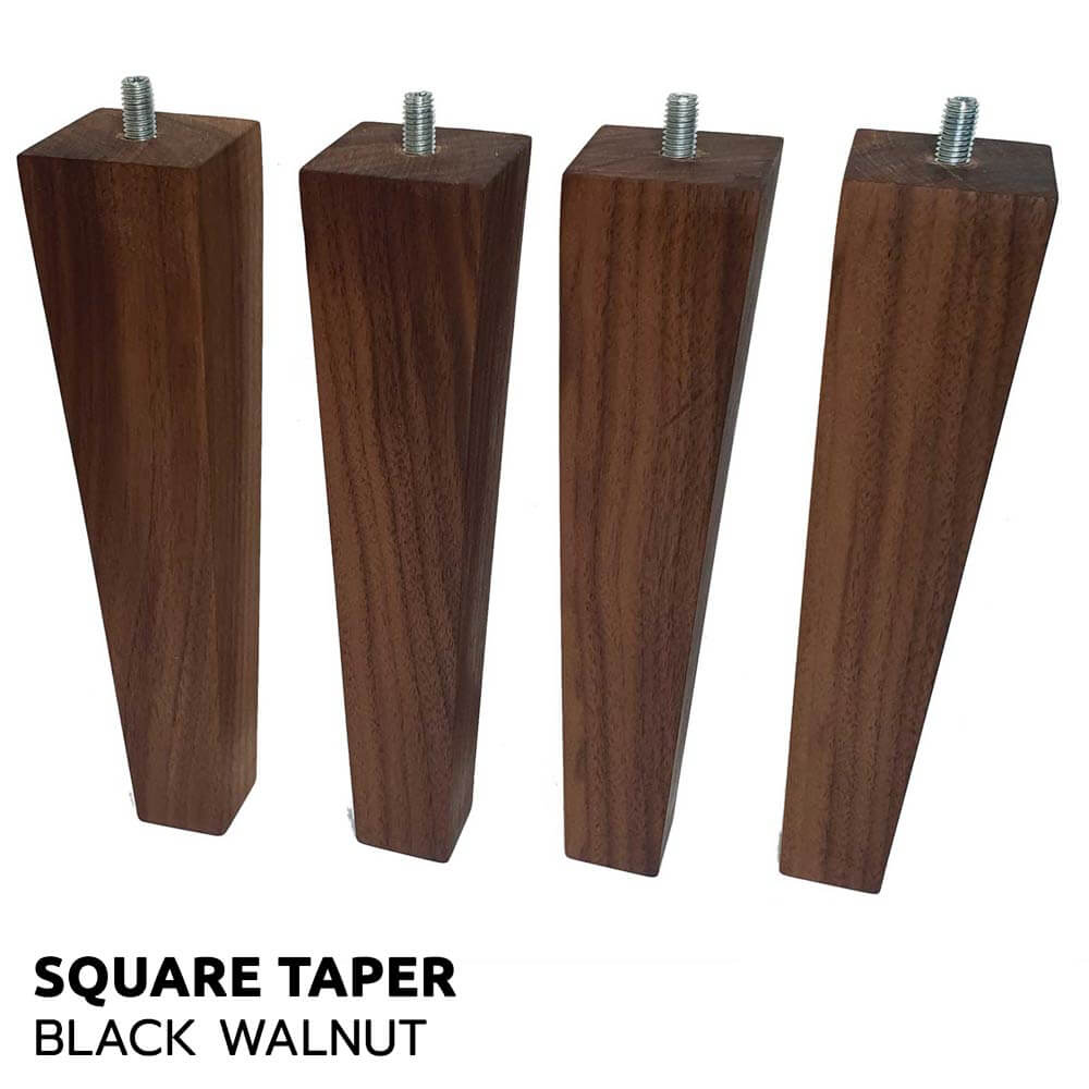 Black Walnut Square Taper Furniture Legs Top View