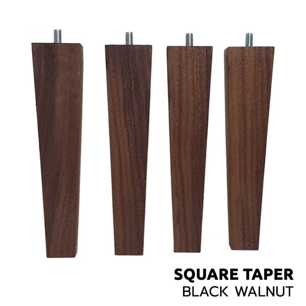 Black Walnut Square Taper Furniture Legs Front View