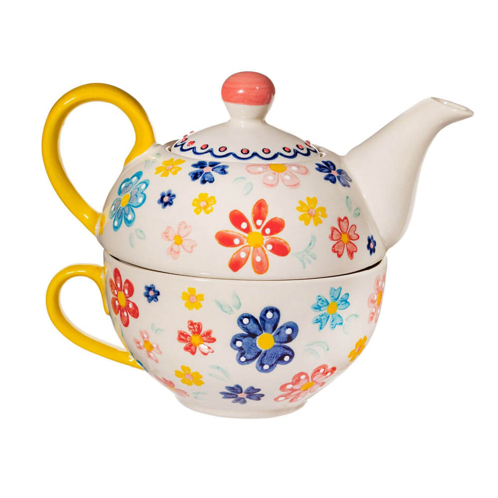 Folk Floral Tea for One Set back view