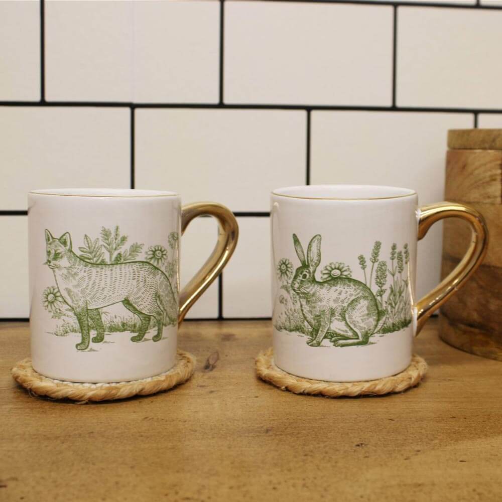 Fox and Rabbit Mugs