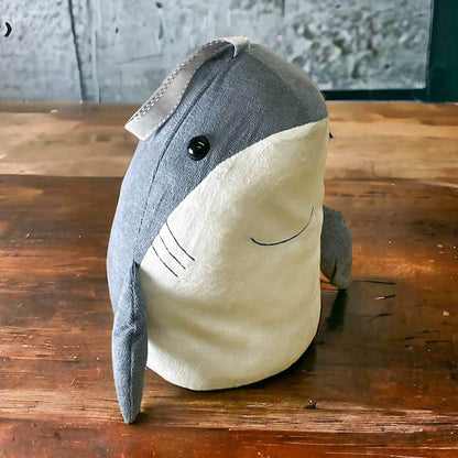 Shark-Themed Grey Doorstop