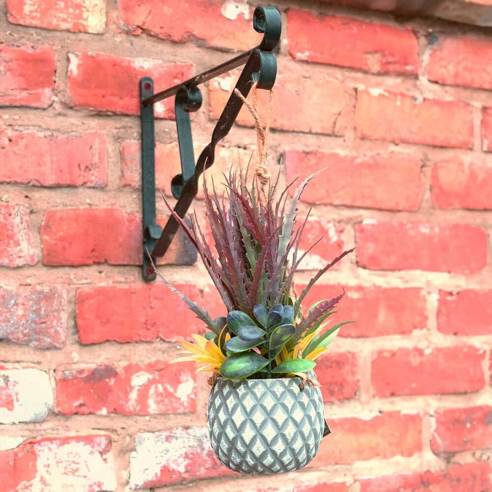 Hanging Grey Lattice Pot with artificial Succulents