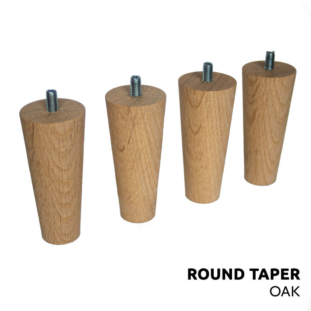 Oak Round Taper Conical Furniture Legs