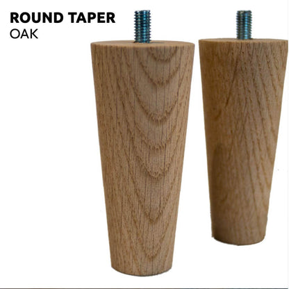 Oak Round Taper (Conical) Furniture Legs