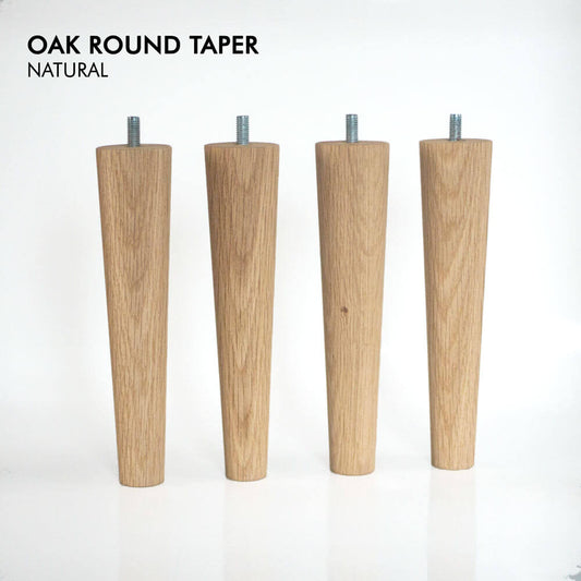 Oak Furniture Legs Round Taper Conical Mid Century style