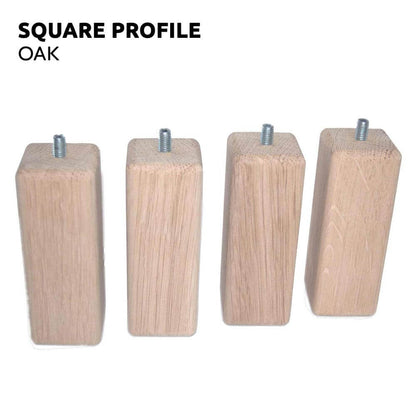 Oak Hardwood Furniture Legs in a square style with M8 fixtures