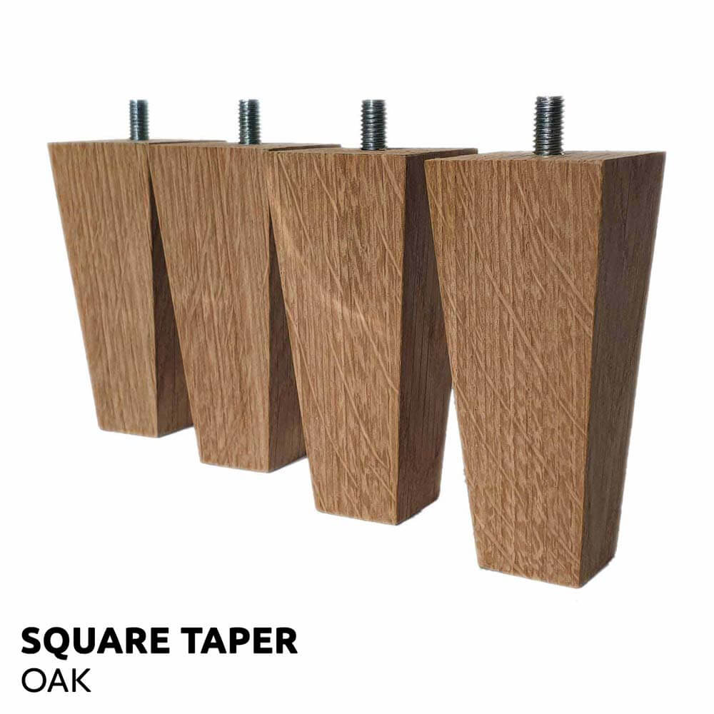 Oak Square Taper Furniture Legs angled view