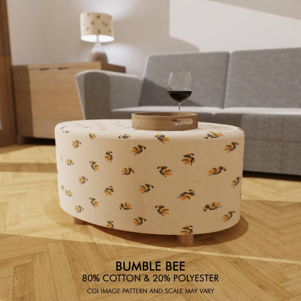 A luxurious oval footstool, adding refinement to any room with its sleek design.