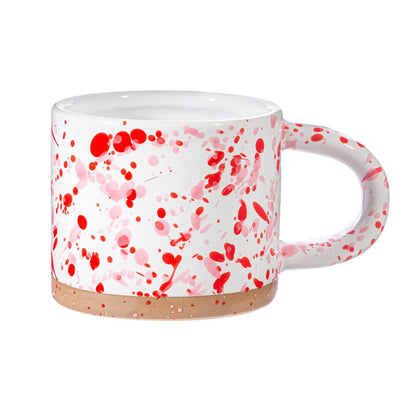 Pink and Red Splatterware Mug left side