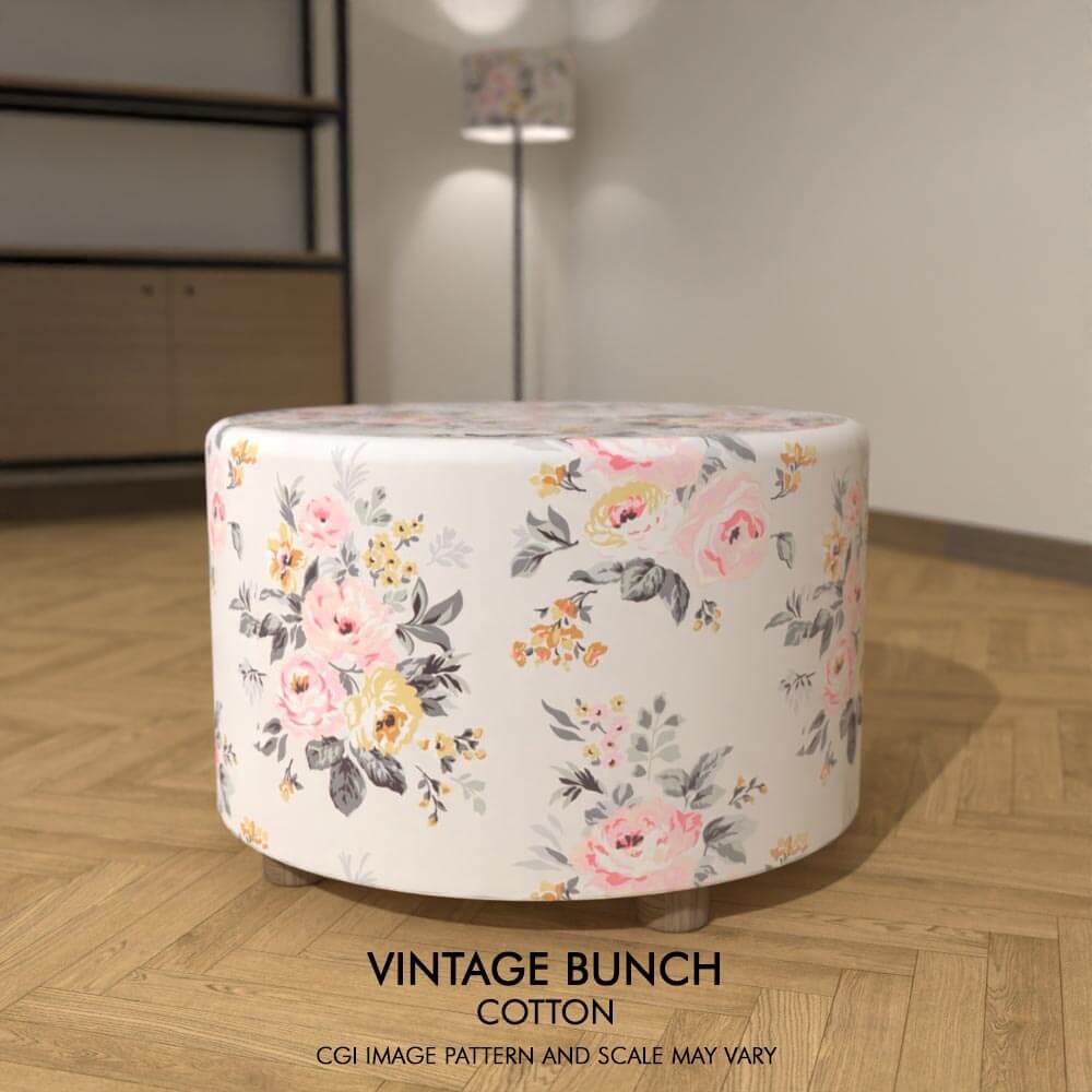 Round Upholstered Footstool Coffee Table