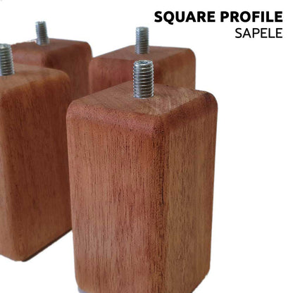 Square Furniture Legs in Sapele Hardwood with M8 fixings