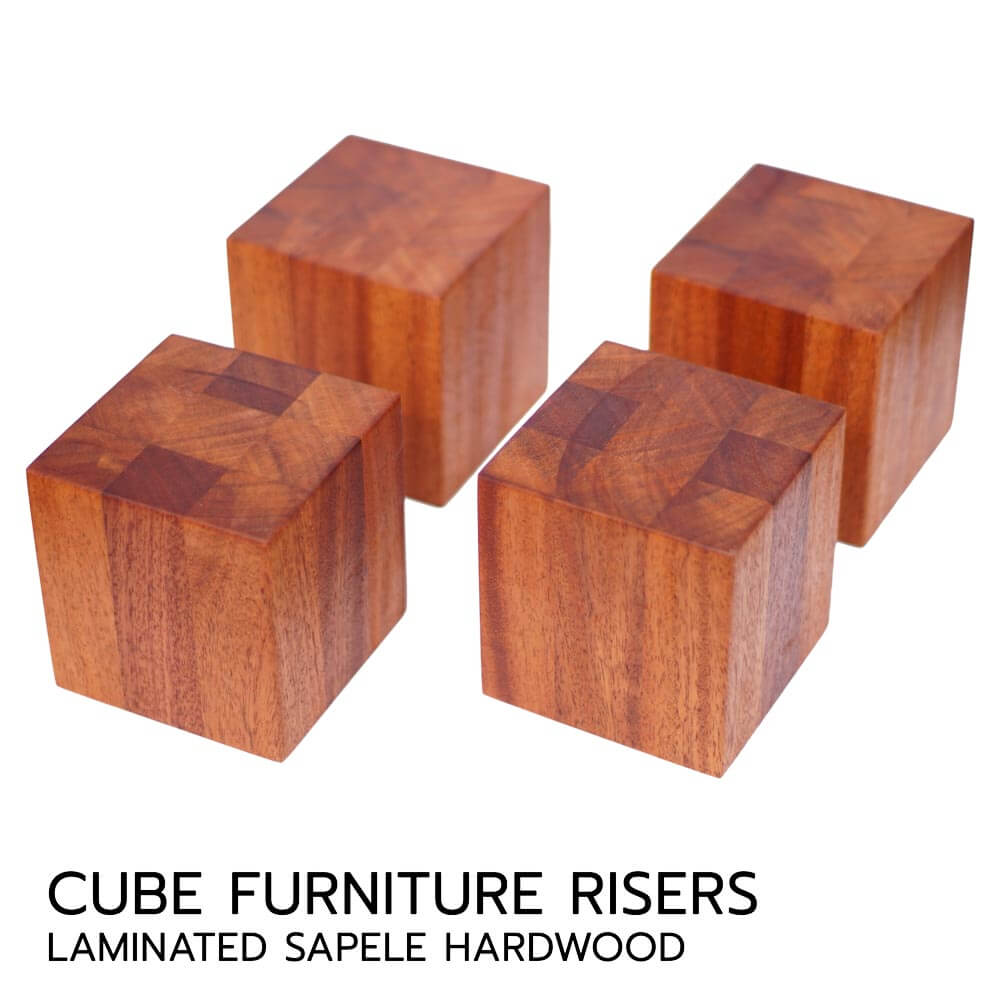 Cube furniture risers in Sapele Hardwood