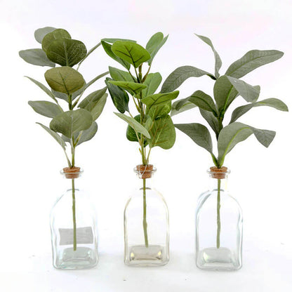 Set of Three Artificial Leaves In Vases