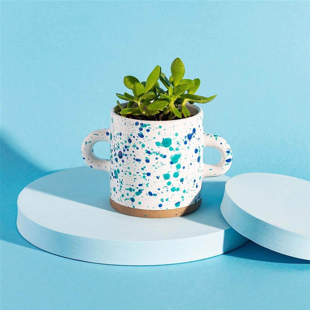 Turquoise and Blue Planter shown