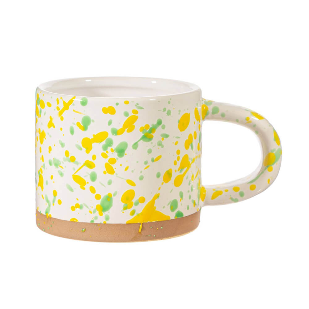 Yellow and Green Splatterware Mug left side