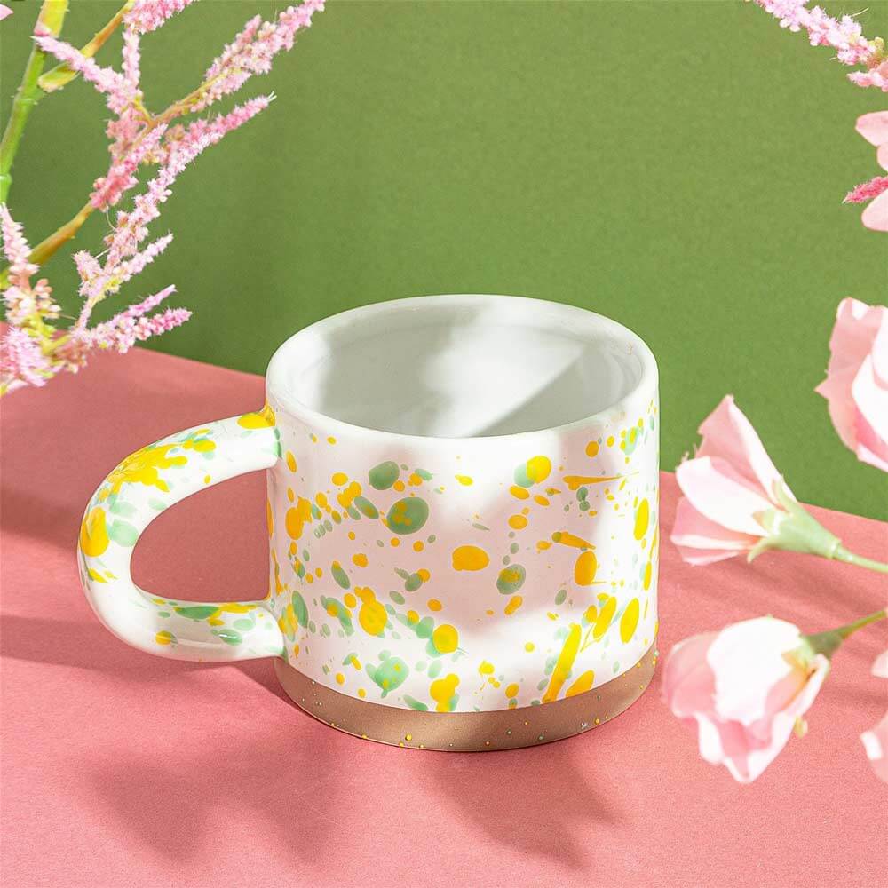 Yellow and Green Splatterware Mug right side