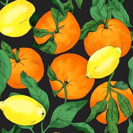 Zesty fabric design by Jasmine Yahkup a burst of citrus inspired creativity.