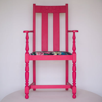 Vintage Oak Chair Upcycled and refinished in Annie Sloan Capri Pink